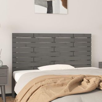 vidaXL Cabecero De Cama De Pared Madera Maciza Pino Gris 156x3x63 Cm Vidaxl