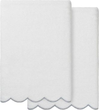 Linum Home Textiles 100% Turkish Cotton Adornia Scallop 2Pc Bath Towel Set
