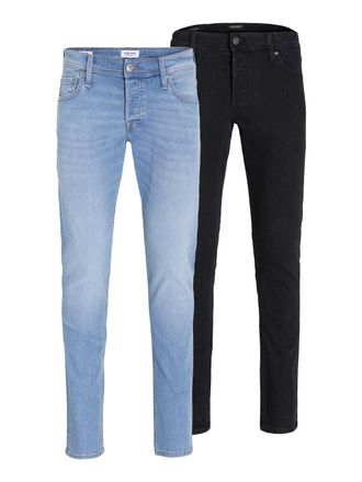 Jack & Jones Slim-fit-Jeans JACK & JONES JJIGLENN JJORIGINAL SQ 356/330 2 PK MP, Herren, Gr. 31, L&auml;nge 36, blau denim pack:schwarz denim, Denim/Jeans, Obermaterial