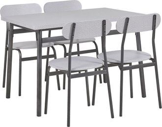 Beliani Beliani - Set da Pranzo in Acciaio Grigio e Nero Piano mdf Effetto Legno 4 Sedie Velden