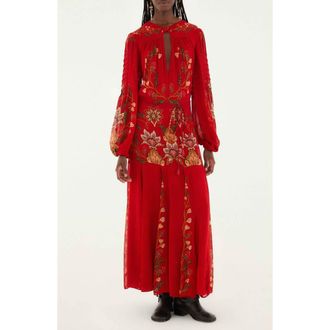 Farm Rio Berry Garden Long Sleeve Maxi Dress in Red at Nordstrom Rack, Size X-Small