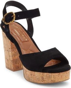 Kurt Geiger Mayfair Cork Block Heel Platform Sandal in Black at Nordstrom Rack, Size 9.5