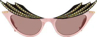 Gucci GG1094S Crystal-Embellished Cat-Eye Sunglasses - Pink