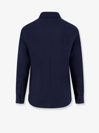 Brunello Cucinelli Mens Shirt Cotton-Lyocell Blue
