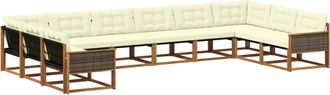 vidaXL Conjunto De Sof&aacute;s De Exterior 10 Uds. Natural Y Crema Vidaxl