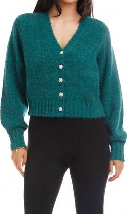 Karen Kane Pearl Button Cardigan Sweater In Teal