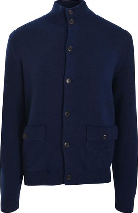 Luciano Barbera Cardigan con colletto rialzato - Blu