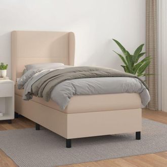 vidaXL Vidaxl - Cama Box Spring Con Colch&oacute;n Cuero Sint&eacute;tico Capuchino 90x200 Cm