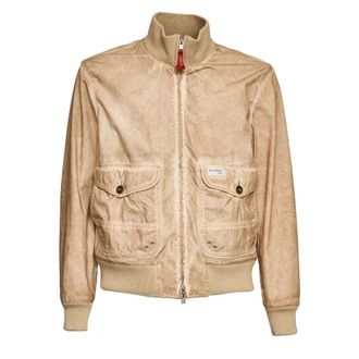 Fay Bomber Jackets, male, Beige, Size: 2XL Button Pockets Bomber
