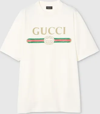 Gucci Cotton Jersey And Silk T-shirt With Print, White