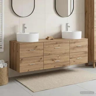 vidaXL Vidaxl Set Di Armadi Da Bagno 3 Pz Rovere Artigianale