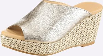 Heine Pantolette HEINE, Damen, Gr. 35, bronzefarben, beige, Glattleder, Leder, Rindsleder, Schuhe Pantolette