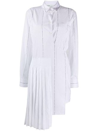 Off-white wrap-front striped shirt dress - women - Cotton/COTTON/ STRAW - 40