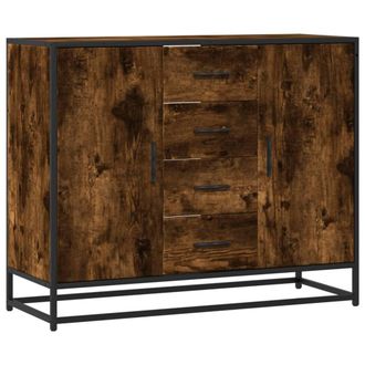 Berkfield Home Sideboard Smoked Oak 92x35x76 cm Engineered Wood in Brown | Size: 92 x 35 x 76 cm