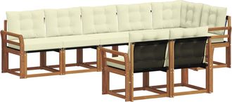 vidaXL Conjunto De Sof&aacute;s De Exterior 8 Uds. Natural Y Crema Vidaxl