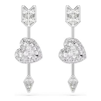 Swarovski Idyllia Hart Met Pijl Oorbellen - Dames - Oorbellen - Grijs - ONE Size - Accessoires
