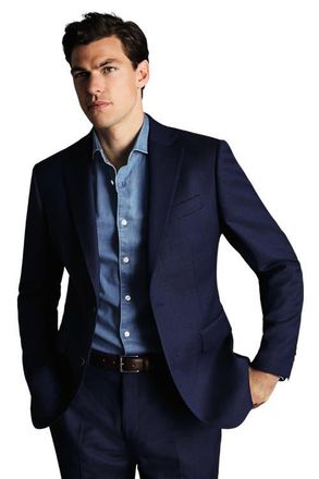 CHARLES TYRWHITT Slim Fit Natural Stretch Birdseye Suit Jacket in Indigo Blue at Nordstrom, Size 38