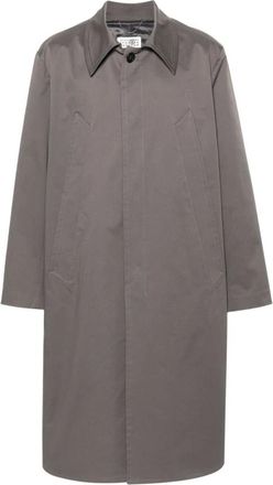 Maison Margiela Trench Coats, male, Gray, M, Cotton Gabardine Trench Coat