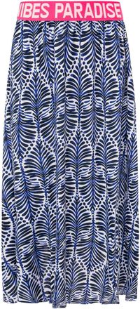 Zwillingsherz Maxirock ZWILLINGSHERZ Jungle Leaves, Damen, Gr. L/XL, blau, Web, Obermaterial: 100% Viskose, R&ouml;cke Maxirock, Bl&auml;ttermotiv, Gummizug mit Schrift, leic