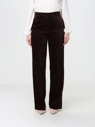 Hanita High-Waisted Wide-Leg Velvet Trousers with Belt Loops
