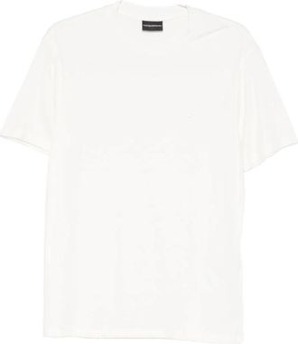 Emporio Armani T-shirt met ronde hals en logodetail - Heren - T-shirts - Wit - 2XL - Tops
