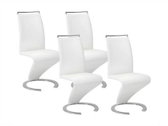 VENTE-UNIQUE.COM Set de 4 sillas piel sint&eacute;tica blanco