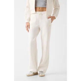 Guess Calista Logo Embellished Wide Leg Pants in White at Nordstrom, Size X-Small