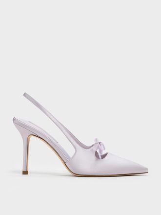 Charles & Keith Venetia Satin Bow Pointed Slingback Pumps