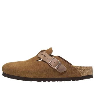 Birkenstock Boston Braided Suede Leather Narrow Fit Sandals Mink 1026713