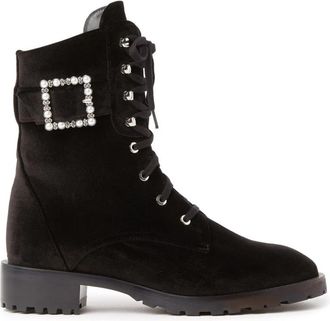 Stuart Weitzman Pearl Buckle Mid-Calf Laarzen - Dames - Veterlaarzen - Zwart - 36 1/2 EU - Su&egrave;de - Schoenen