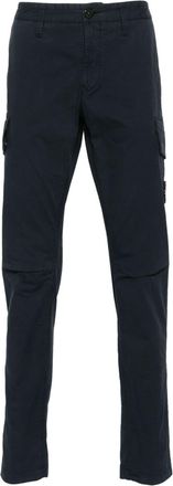 Stone Island Compass-badge tapered trousers - men - Cotton/Elastane - 33 - Blue