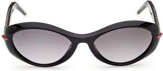 Christian Louboutin 55mm Oval Sunglasses in Black /Bilayer Black at Nordstrom