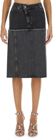 Alexander McQueen Black Solid Midi Skirt