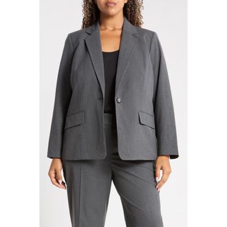 Kasper Washable One-Button Jacket in Modern Charcoal at Nordstrom, Size 14W