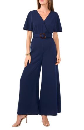 Vince Camuto Open Back Wide Leg Belted Jumpsuit in Classic Navy at Nordstrom, Size X-Small