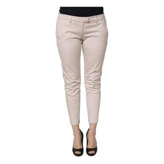 Versace Jeans Couture Cropped Trousers, female, Beige, Size: W32 Low Waist Tapered Cropped Trousers
