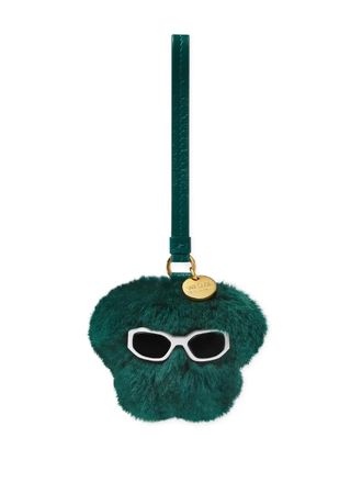 Versace Medusa shearling keyring - men - Lamb Fur/Lamb Skin - One Size - Green