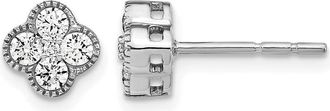 Diamond2Deal 14k Gold 1/2 ct Lab Grown Diamond Bloom Floral Stud Earrings VS Clarity, D-E Color