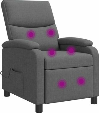 vidaXL Silla De Masajes Reclinable Gris Oscuro Tela Vidaxl