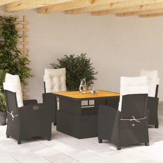 vidaXL Set De Muebles Jard&iacute;n 5 Pzas Con Cojines Rat&aacute;n Sint&eacute;tico Negro Vidaxl