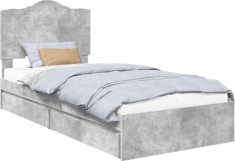 vidaXL Storage Bed Concrete Grey 90 x 190 cm Engineered Wood vidaXL