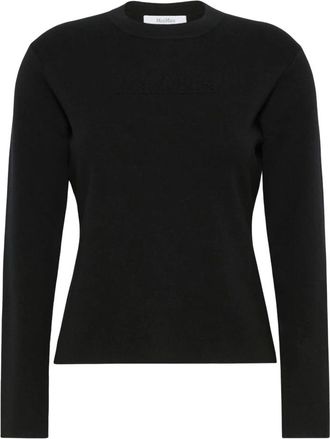 Max Mara Maglia Canottiera Top - Dames - Ronde hals truien - Zwart - XS - Leer - Truien & Vesten