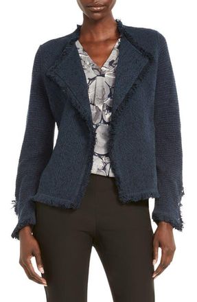Nic+Zoe Fringe Mix Knit Jacket in Dark Indigo at Nordstrom, Size Petite P