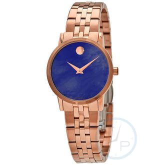 Movado Museum Quartz Blue Mother of Pearl Dial Ladies Watch 0607354