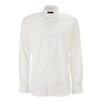 Fay Formal Shirts, male, White, Size: 3XL Regular Fit Shirt in Stretch Poplin