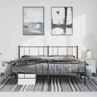 Berkfield Home Metal Bed Frame with Headboard & Footboard Black 193x203 cm
