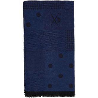 Hackett Accessoires, Heren, Blauw, ONE Size, Patchwork Logo Sjaal