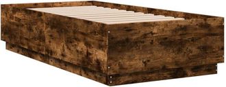 vidaXL Estructura cama con luces led madera roble ahumado 75x190 cm Vidaxl