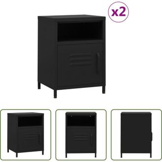 vidaXL Comodini moderni - Comodini 2 pz Neri 35x35x51 cm in Acciaio