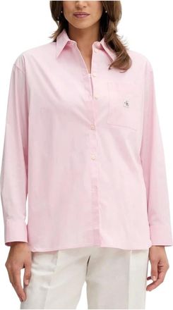 Calvin Klein Jeans Overhemden, Dames, Roze, XS, Katoen, Poplin Relaxed Shirt